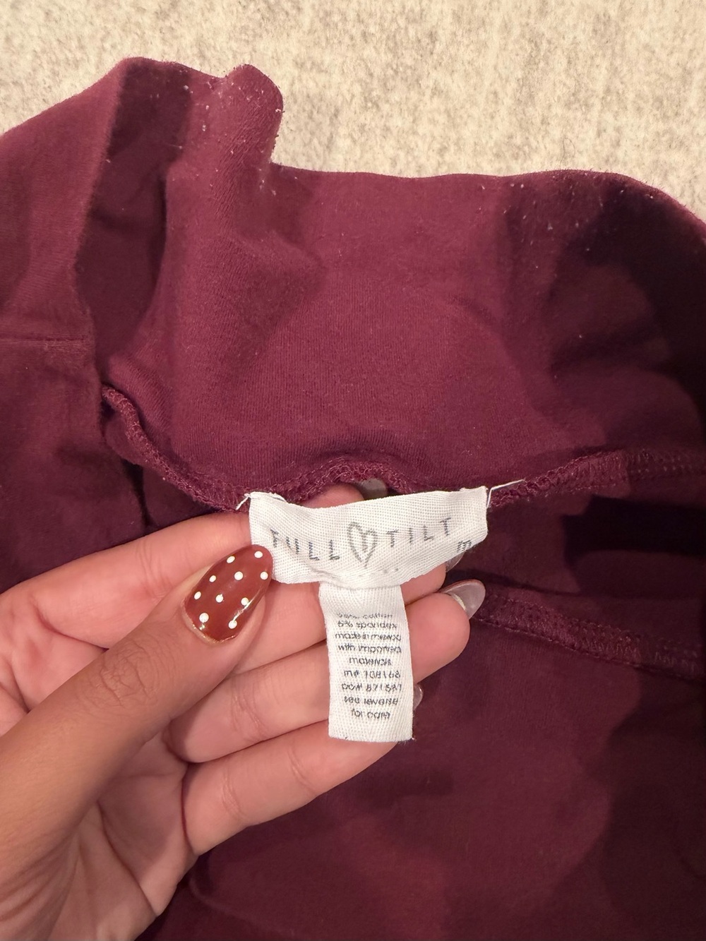 Tillys Full Tilt High-Waist Burgundy Women’s Bike Shorts - Picture 3 of 3